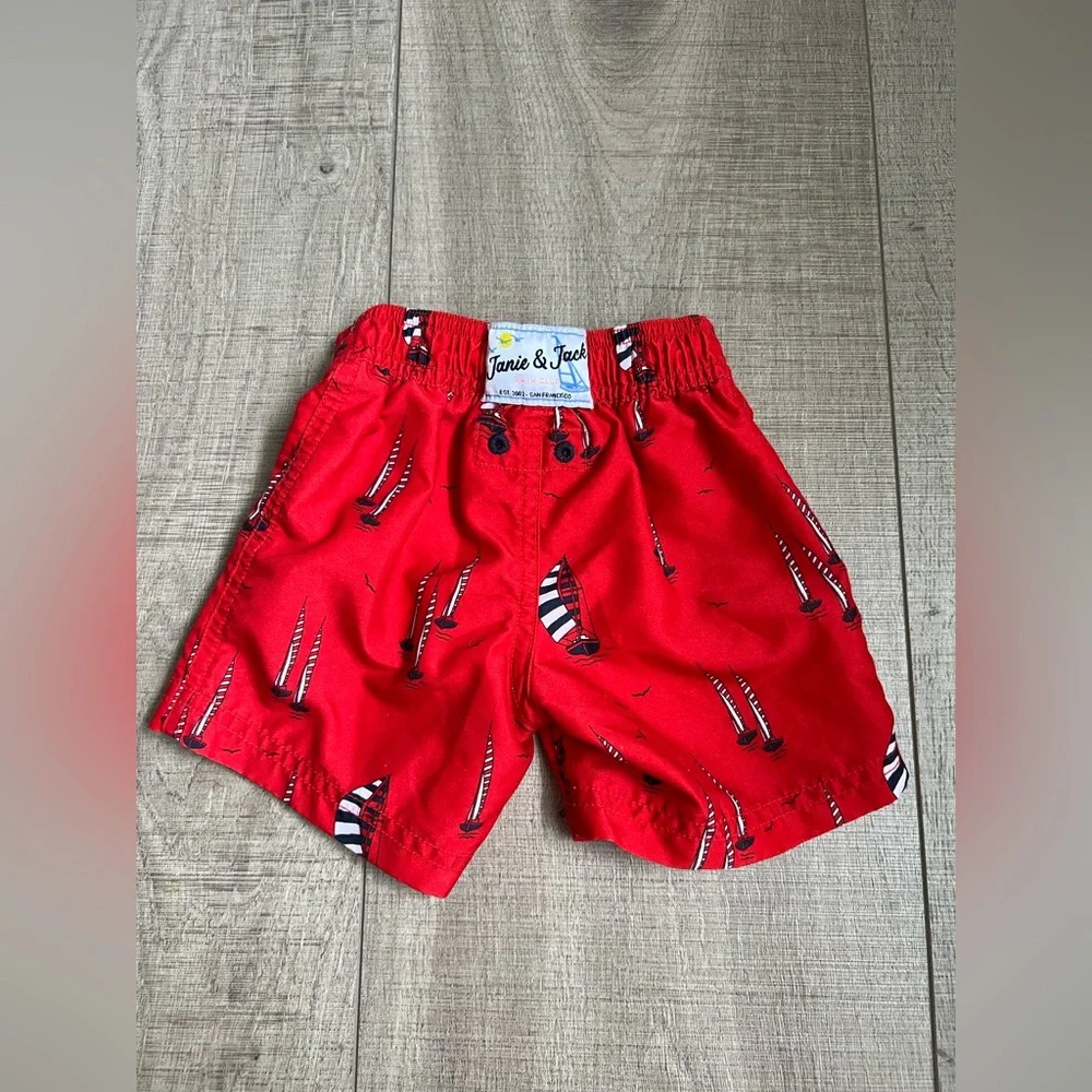 Janie and Jack Red Nautical Baby Shorts 3-6 Months